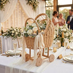 Decorative Wicker Carriage-Shaped Basket, Baby Shower Centerpiece, Large - Image 5