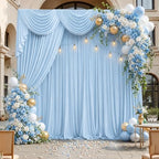 20ft x 10ft Baby Blue Backdrop Curtains for Parties, 4 Panels 5ft x 10ft Wrinkle-Free Sky Blue Drapes for Baby Shower Boy Gender Reveal Birthday Kids Party Wedding Outdoor Graduation by Gewonelife