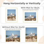 FLYJOE 24x30 Metal Picture Frame for Wall With Mat for 18x24, 24''x30'' Aluminum Photo Frames With Tempered Glass for Home Decor, Minimalist Modern Poster Frame Horizontal And Vertical Formats, Gold - Image 4