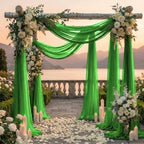 Pack of 2 Wedding Arch Drape Panel Fabric 30" x 75ft - Green - Image 4