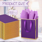 Yeaqee 100 Pcs Metallic Paepr Gift Bags Bulk with Handles,Purple - Image 2