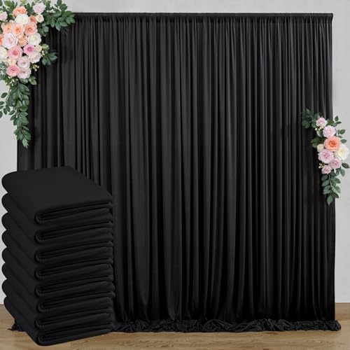 40 ft x 8 ft Black Backdrop Curtain for Parties, 8 Panels 5 ft x 8 ft Wrinkle Free Polyester Photo Black Backdrop Drapesfor Graduations Birthday Wedding Party Stage Curtains Home Decoration Supplies by Outpain
