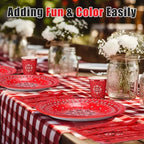 Funnymoom 400 Pcs Western Cowboy Party Supplies for 50 Guests Red Bandana Western Paper Plates and Napkins Knives Spoon Fork Cup Disposable Paisley Farm Dinner Party Set for Baby Shower Birthday - Image 6