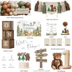Beary First Birthday Decorations for Boy, All-In-One Woodland Bear Themed 1st Birthday Party Decorations Kit, Forest Bear Backdrop Balloon Garland Box Banner for Beary 1st Birthday Decorations Boy - Image 3