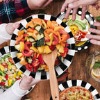 170Pieces Black and White Party Supplies Disposable Paper Plates Napkins Cups Knives Spoons Forks Plastic Tablecloths For Wedding Baby Bridal Shower New Years Decor Serve 24 - Image 3