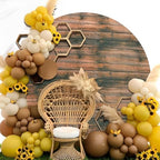 Gallety 7.2 FT Rustic Wood Round Backdrop Cover for 5 to 7.2FT Circle Backdrop Stand - Adjustable Circle Arch Cover for Birthday, Wedding, Baby Shower, Baptism and First Communion Decorations - Image 6