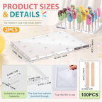 Geetery Cakesicle Stand Display Acrylic Cake Pop Stand Reusable Cake Pop Holder Clear Lollipop Holder and 100 Pcs Wood Ice Cream Sticks for Birthday Wedding Baby Shower Parties Dessert Table - Image 2