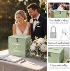 OASF&QPPTY Custom Wedding Card Box with Lock, Elegant Personalized Wedding Card Box for Reception, Graduation, Baby Shower - Secure PVC Money Box for Cards and Well Wishes, Elegant Party Table Decor - Image 5