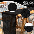 12 Pack Cheesecloth Table Runner 10Ft Christmas Gauze Boho Table Runners for Wedding Decor Bridal Shower Decorations Baby Shower Party(35" x 120")(Black) - Image 6