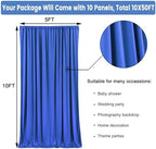 50ft x 10ft Wrinkle Free Royal Blue Backdrop Curtain for Party, Polyester Royal Blue Photo Backdrop Drapes 10 Panels 5x10ft for Birthday Photography Background Weddings Baby Shower Party - Image 6