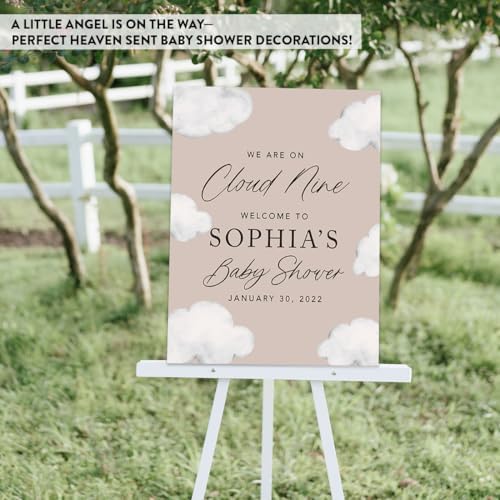 Andaz Press Personalized We Are On Cloud Nine Baby Shower Decorations, Gender Neutral On Cloud 9 Baby Shower Welcome Sign, Heaven Sent Decor, We Are Over the Moon Party Decorations, 16x20 Inch - Image 6