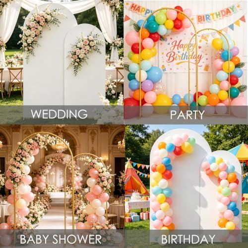 Set of 2 Metal Arch Backdrop Stands with White Covers, 6/7.2FT - Image 7