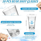 Funnymoom 50 Sets Bear Baby Shower Favors for Guests Souvenir Blue Teddy Bear Birthday Party Supplies We Can Bearly Wait Acrylic Clear Shot Glasses Thank You Tags with Organza Bags for Gender Reveal - Image 2