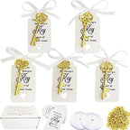 100 PCS Bridal Shower Favors Key Bottle Openers,Wedding Favors,Gifts,Decorations or Souvenirs for guests Bulk ,Bridal Shower Party Favors with Card Tag and Chains (Gold) by WODEGIFT