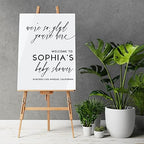 Andaz Press 16"X20" White Personalized Acrylic Baby Shower Sign, Baby Shower Welcome Sign, Gender Neutral Modern Large Customized Baby Shower Sign For Easel Stand, Baby Shower Acrylic Sign - Image 2