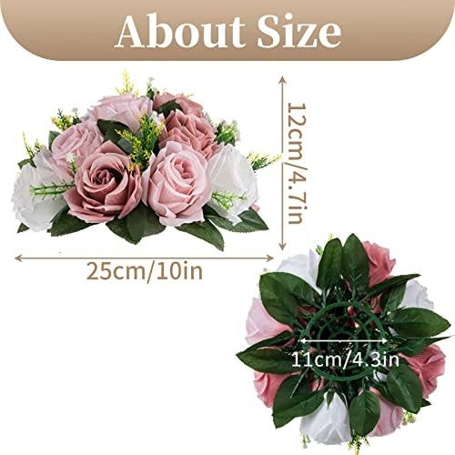 Sziqiqi Pink Silk Flower Ball for Wedding Centerpiece - Fake Dusty Rose Flowers Artificial Floral Arrangement Center Piece Kissing Bouquet for Party Flores Artificiales para Decoracion - Image 6