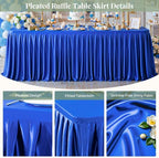 1 Pack Royal Blue Satin Tablecloths Rectangle 8FT, Glitter Spandex Fitted Stretch Table Covers Wrinkle-Free Floor Length Shimmer Table Skirt for Weddings Parties Baby Shower Banquets Vendor Events - Image 2