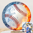 Baseball Round Backdrop Cover Baseball Circle Arch Backdrop Cover Sports Theme Birthday Team Celebration Party Decorations Photography Background for Boys Favor Photo Booth Props 7.2ft by OERJU