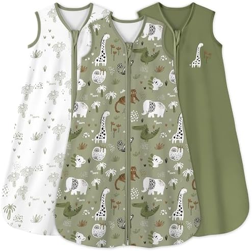 Yoofoss Baby Sleep Sack 6-12 Months 0.5 Tog Wearable Blanket for Baby, 3 Pack 100% Organic Cotton Infant Toddler Sleeping Sack 2-Way Zipper Lightweight Sleep Sack by YOOFOSS