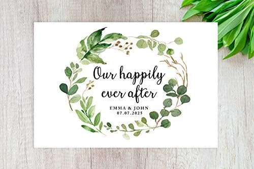 Andaz Press Custom Personalized Disposable Paper Placemats, 12 x 18 Inch, Set of 25, Our Happily Ever After, Tableware, Dining, Tabletop, Table Setting for Wedding, Bridal Shower - Image 2