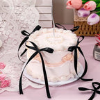 JarThenaAMCS 6 Inch Fake Cake with Black Bows Round Artificial Cake Coquette Dessert Decor for Birthday Wedding Party Display Photo Props Supplies - Image 3