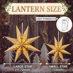 Youyole 12 Set Christmas Paper Star Lantern with Lights, 8 Pointed - Image 3