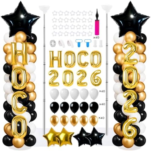 2 Sets Homecoming 2026 Balloon Column Stand Party Decorations Kits with Balloons Class of 2026 Hoco Balloon Tower Stand Kit for Homecoming Prom Party Photo Booth Props Backdrop Decor Party Supplies by Unknown