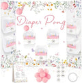 Wildflower Baby Shower Diaper Game Set Baby Shower Favor 1 Spring Floral Games Board Diapers 10 Pink Plastic Balls 1 Wildflower Game Instruction Sign for Flower Gender Reveal Games Decoration by Oitnlaughter