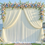 Ivory Tulle Backdrop Curtain for Parties Wedding,30ft x 10ft Wrinkle Free Curtain Backdrop,2 Layer Drapes for Backdrop,Polyester Back Drop for Bridal Shower Birthday Baby Shower Photography - Image 2