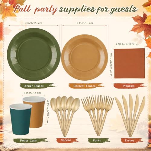 Mimorou 175 Pcs Fall Party Disposable Tableware Set Party Supplies - Image 3