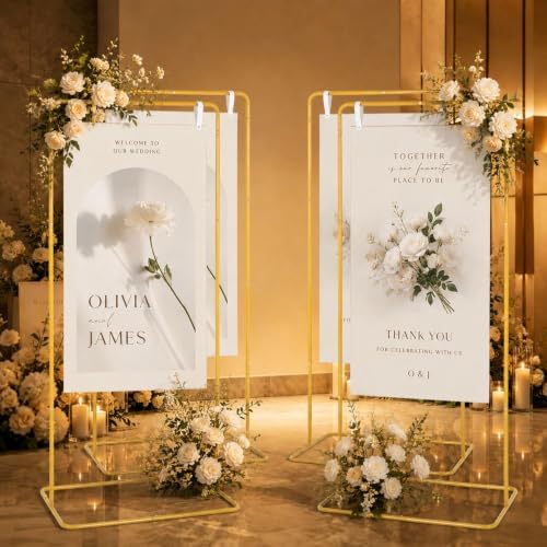 Setof 4 Wedding Sign Stand,Adjustable Height Welcome Poster Easel Stand - Image 4