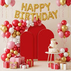 Set of 3 Wedding Arch Backdrop Stand,4+5+6 FT，Small Metal Arch Frame with 3 Red Backdrop Covers,Easy Setup for Birthday Baby Shower Anniversary Dessert Table Decoration - Image 4
