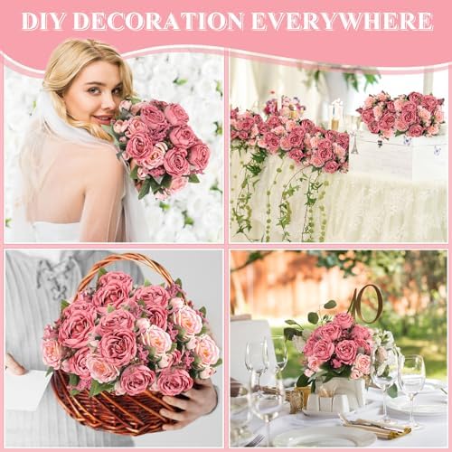8 Bundles Artificial Peony Centerpiece Flowers,Dark Pink - Image 3