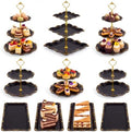 10 Pcs Cupcake Stand,Dessert Table Display Set with Gold Rim,3 x Three-Tier and 3 x Two-Tier Cake Stands,4 x Appetizer Serving Trays for Birthday, Wedding, Baby Shower,Tea Party (Black) by Unknown