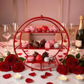 Red 3 Tier Metal Cupcake Stand Tiered Dessert Display Serving Tray by CBBZJY
