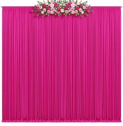 10x10ft Hot Pink Backdrop Curtain, Wrinkle Free Hot Pink Drapes for Backdrop, Photo Backdrop Drapes for Wedding Birthday Party Baby Shower Photography - Image 3