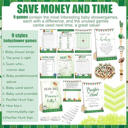Sherr 476 Pcs Football Baby Shower Game Set, 9 Style Baby Shower Activities - Image 4