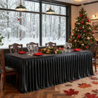 Wish Care Black Satin Table Clothes for 4 Foot Rectangle Tables - 4FT Wrinkle Resistant Glitter Rectangle Tablecloths, Party Table Covers for Wedding Banquet, Baby Shower, Birthday, Holiday Dinner - Image 3