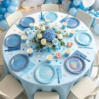 Blue Iridescent Party Tableware for 40 Guests, Holographic Paper Plates - Image 5