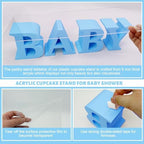 Baby Shower Cupcake Stand,BABY Acrylic Clear Cupcake Holder,Gender Reveal Cupcake Stand,Treat Stands for Dessert Table Display Set,Baby Shower Decorations,Cake Stands for Baby Shower,Birthday Party (Blue) - Image 7