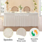 2 Pack Spandex Ivory Table Clothes for 6 Foot Rectangle Tables, 6FT Stretchy Tablecloths Fitted Table Cover Desk Skirt for Parties Weddings Birthday Banquet Baby Shower - Image 3