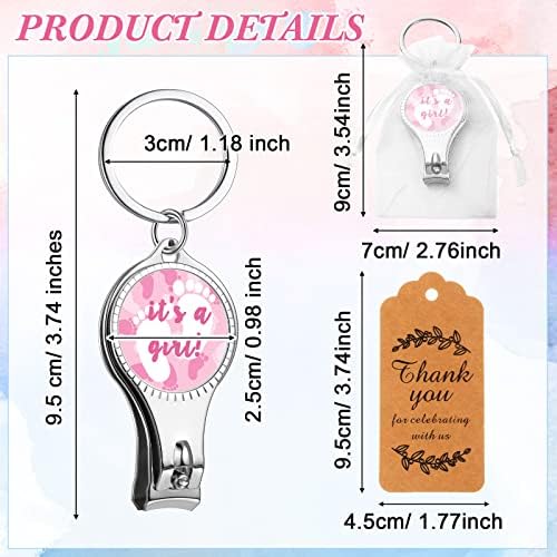 Bokon 150 Pcs Footprint Nail Clipper Opener Baby Shower Gifts, Girl, Pink - Image 2