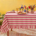 Tudomro Striped Tablecloth, Rectangle, Cedar Rose, Cream, 60'' X 120'' by Tudomro