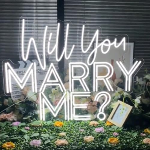 Large Will You Marry Me? Neon Sign - Custom Wedding Neon Sign LED Light Home Wall Decor - Personalized Gift - Size: 23x17.5inches - Image 3