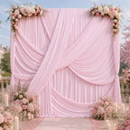 50x12 ft Light Pink Backdrop Curtains for Weddings, Birthdays and Photos by PartyVillage