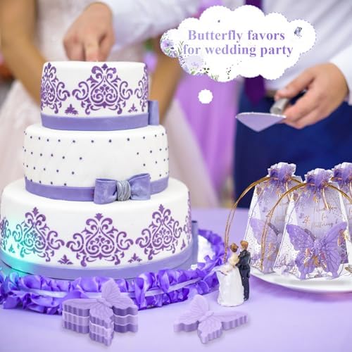 Dunzy 100 Sets Butterfly Soaps Party Favors with Cards,Purple,Light Purple - Image 4