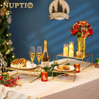 NUPTIO Gold Square Cake Stand, 10 Inch Metal Cupcake Holder - Image 4