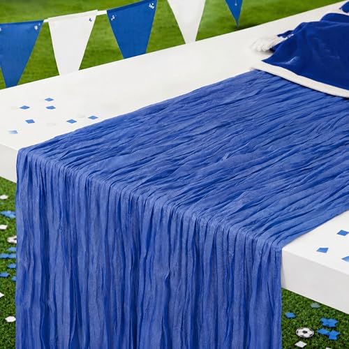 8 Pack Blue Cheesecloth Table Runner 120 Inch Boho Wedding Decor by Fixwal