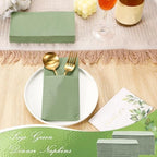 Seajan 120 Pcs Sage Green Napkins 2 Ply 16"x16" Sage Green Linen Feel Napkins Disposable Soft Linen Dinner Wedding Guest Hand Towels for Wedding Bridal Baby Shower Decorations Supplies - Image 6