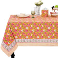 Ridhi Bubblegum Pink Block Print Cotton Rectangle Table Cloth, 54x54 inch by Ridhi